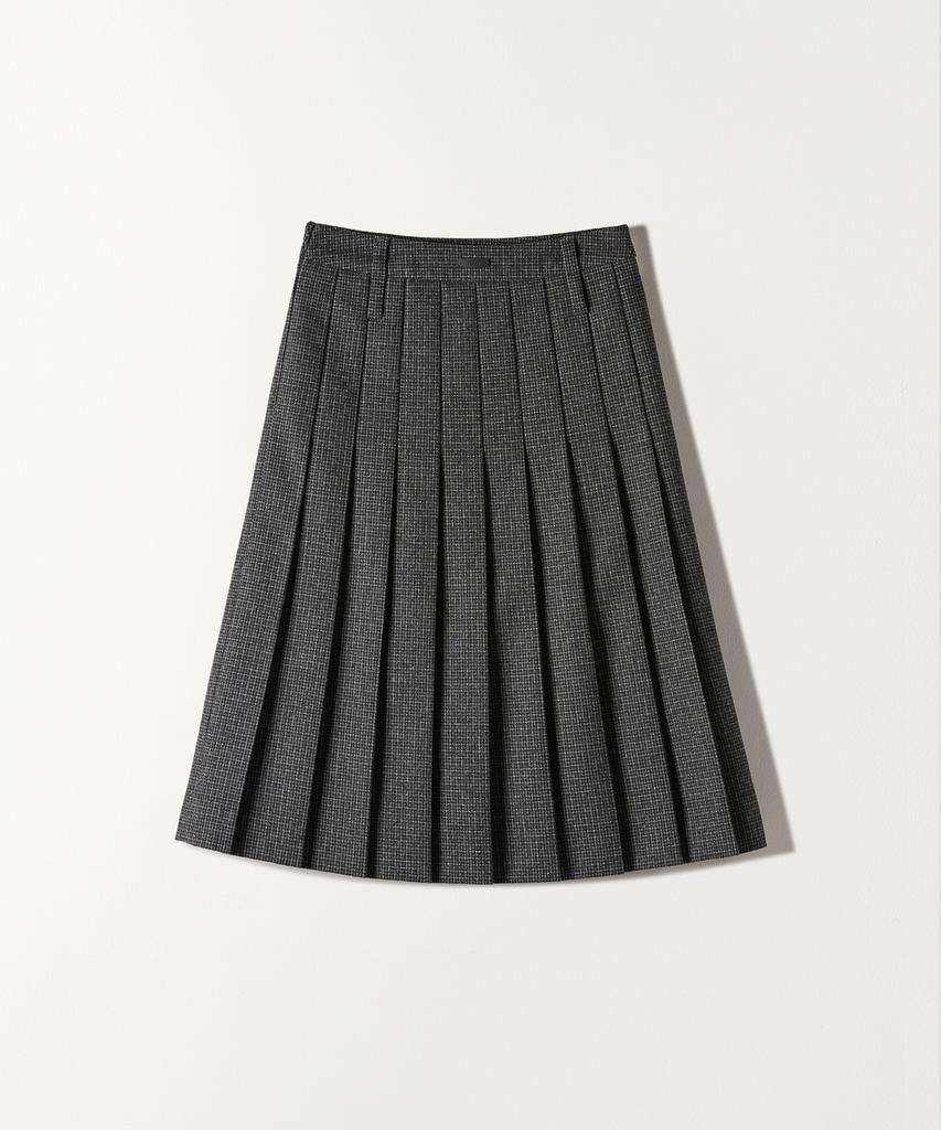 Tudument Check Pleated Midi Skirt Charcoal