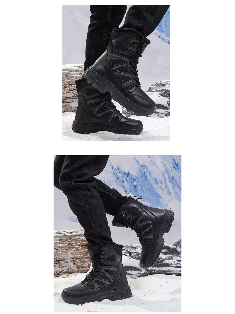 Men's Plus Size High-Top Snow Boots: Winter Warm, Thickened Velvet Lining, Ideal for Hiking
