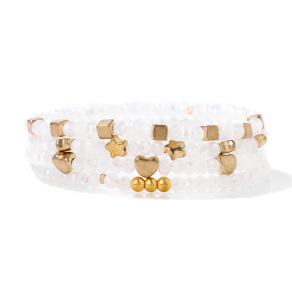 Set da 4 Pezzi Braccialetti Elastici con Perline di Cristallo Lucido Bohemien Facettati Colorati Braccialetti con Perline di Vetro di Cristallo Set di Braccialetti per Donne