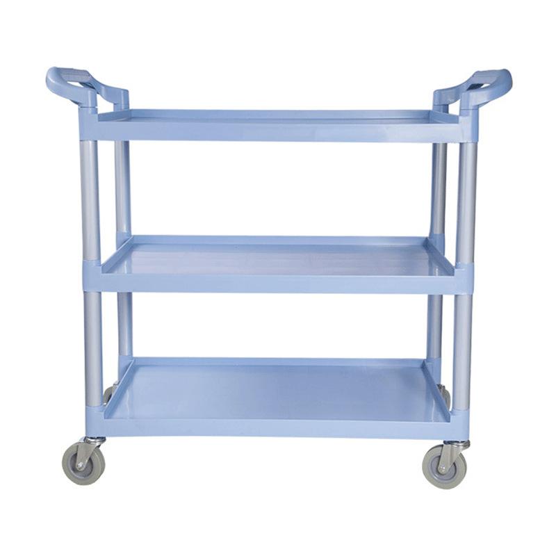 Multifunctional Food Service Cart Three Layer Plastic Trolley Restaurant Hotel Serving Cart Kitchen Transport Carrier Trolley