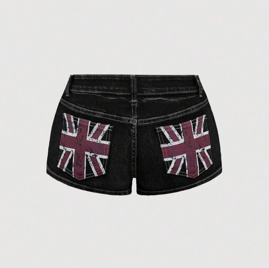 Spring Fashion High Street Sexy Sweet Printed Denim Shorts