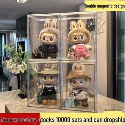 Transparent Vinyl Labubu Doll Display Storage Box for Pop Mart Figurines
