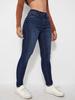 Women's Dark Blue Low Rise Skinny Jeans with High-Quality Finish