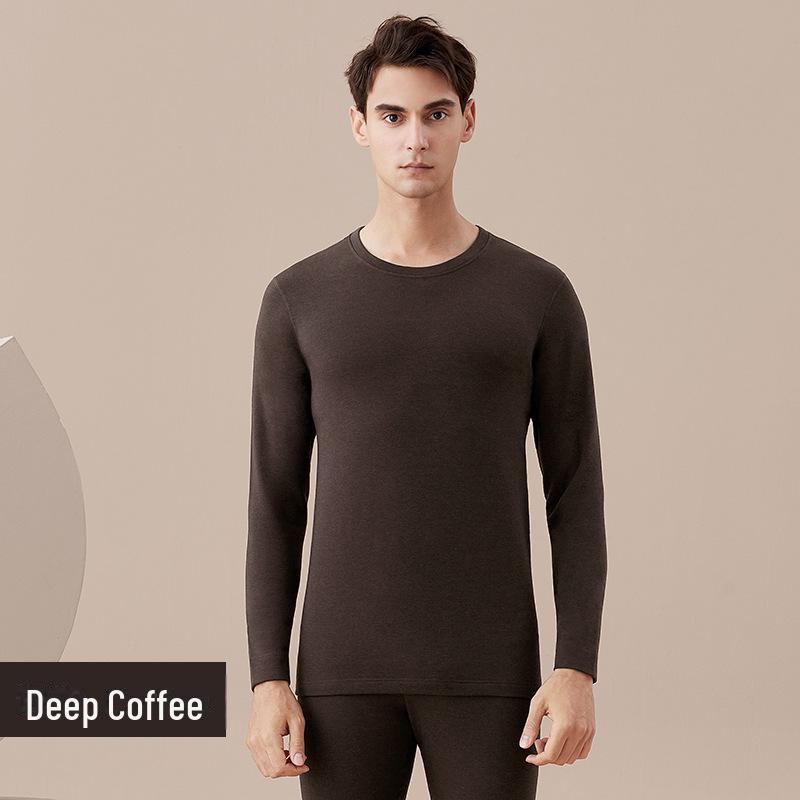 Carsonland Men's Wool Thermal Underwear Set with Mid-Collar and Velvet Lining for Winter