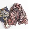 Ethnic Style Big Flower Fresh and Sweet Scarf Herringbone Pattern Thick Soft Feel Shawl Print Spring and Autumn Style Scarf