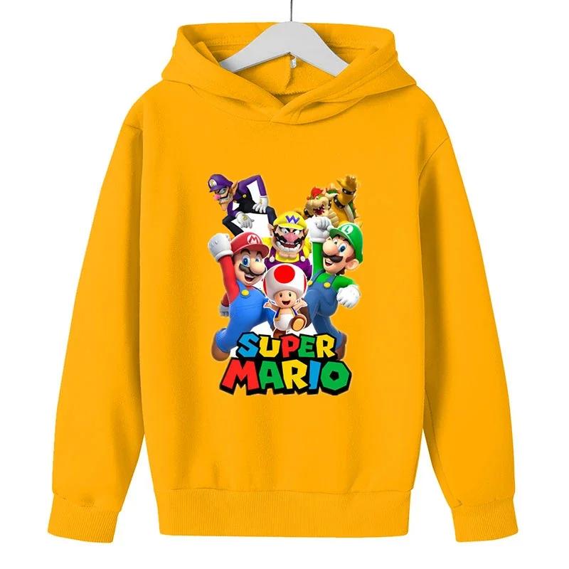 MINISO Girls Game Mario bros Hoodies Kids Baby Child Cartoon Tops Spring Children Long Sleeve Print Sweatshirt Autumn Boys Pullovers