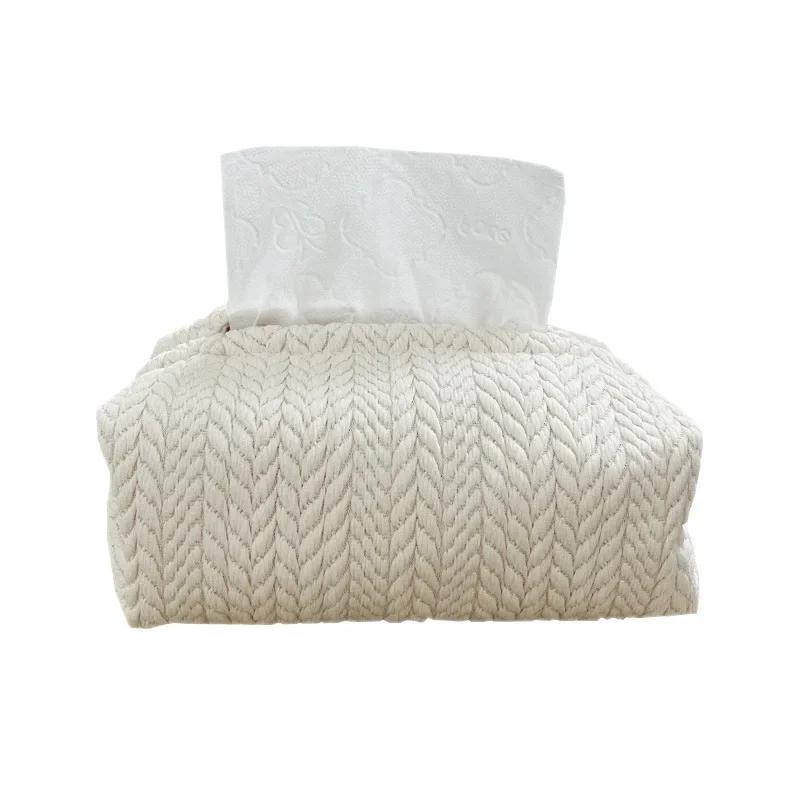 Nordic Wheat Ear Texture Tissue Box Paper Stoarge Bag Cloth Tissue Box Car Tissue Storage Box Living Room Home Decor