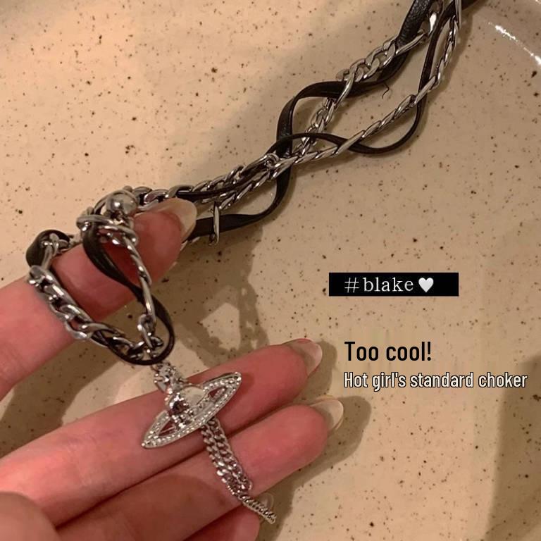 Spicy & Sweet Girl's Tassel Planet Choker: Luxury Niche Clavicle Chain Necklace