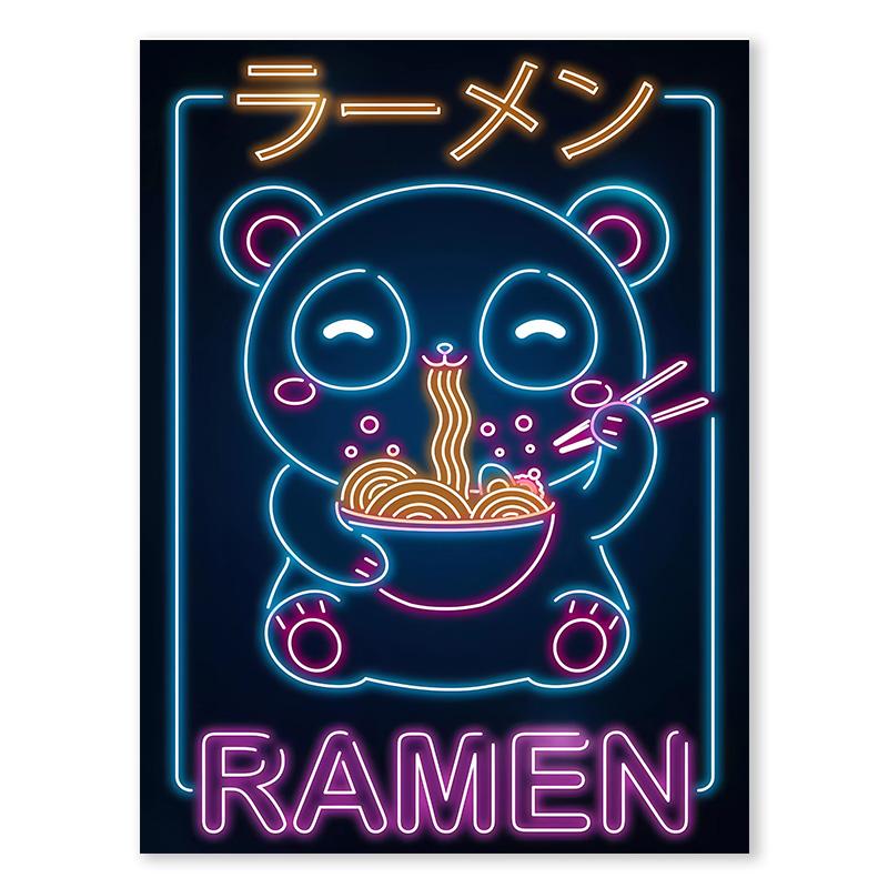

Японская волна Рамен Суши Кошка Плакаты Неоновый дизайн Картина на холсте Японская культура Настенная картина Ретро Кавайная кухня Декор комнаты 21x30cm No Framed