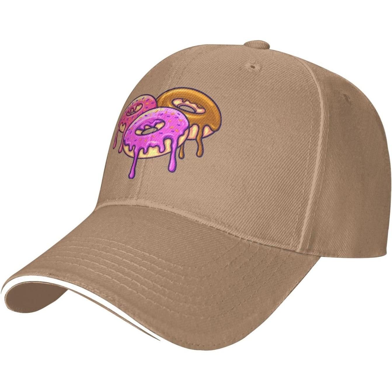 Dripping Doughnuts Baseball Cap Polyester Adjustable Sun Hat for Unisex Women Casual Adjustable