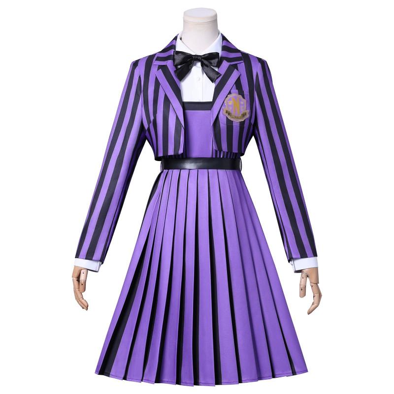 Purple Cosplay Addams School Uniform Costume Halloween Party Gift
