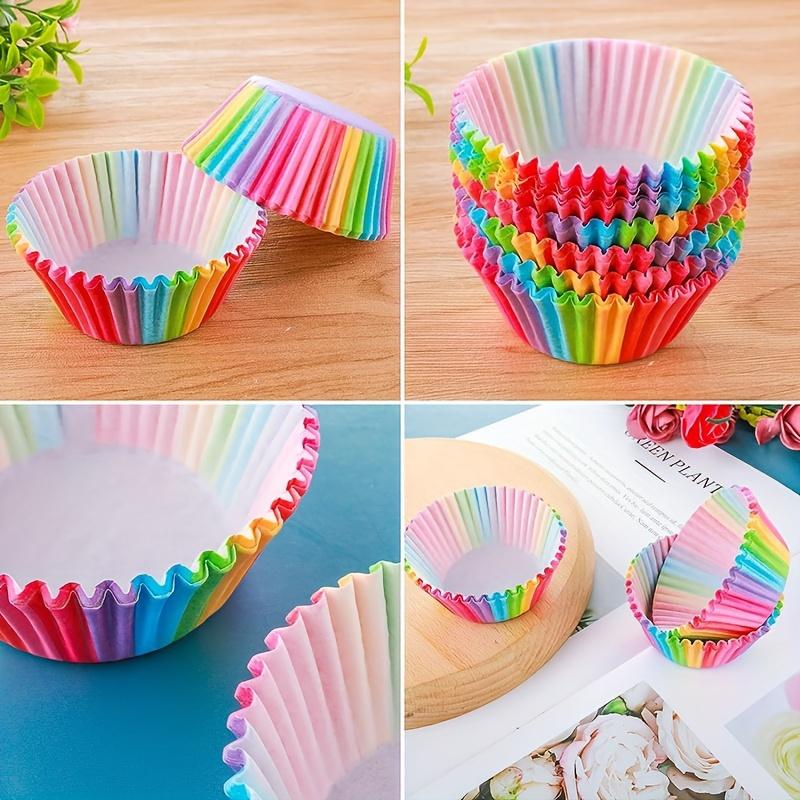 200pcs Rainbow Cupcake Liners Colorful Muffin Cups Paper Liners For Baking Muffin, Baking Cups With Food Grade Greaseproof Paper