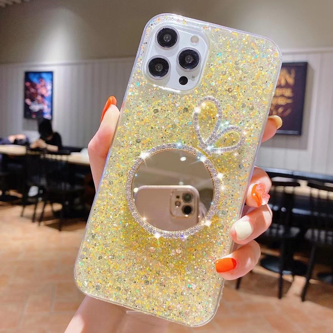 

Apple 17Promax Glitter Sequin Mobile Phone Case Is Suitable For Iphone16 Makeup Mirror Wind Solid Color Soft Case iPhone 17Promax