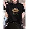 New Shoulder Pure Cotton Round Neck Short-sleeved T-shirt Women's Korean Version Fashion Versatile Foreign Style Top Bottoming Shirt Summer