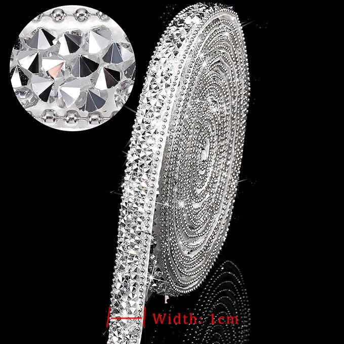 10Yards Resin Rhinestone Ribbons Self Adhesive Diamond Crystal Roll Glitter Belt Bling Party DIY Decorations 1CM Rhinestone
