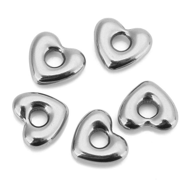 5pcs Stainless Steel Big Hole Love Heart Charms Pendants for Women Earrings Necklace Bracelets Jewelry Making Supplies Findings