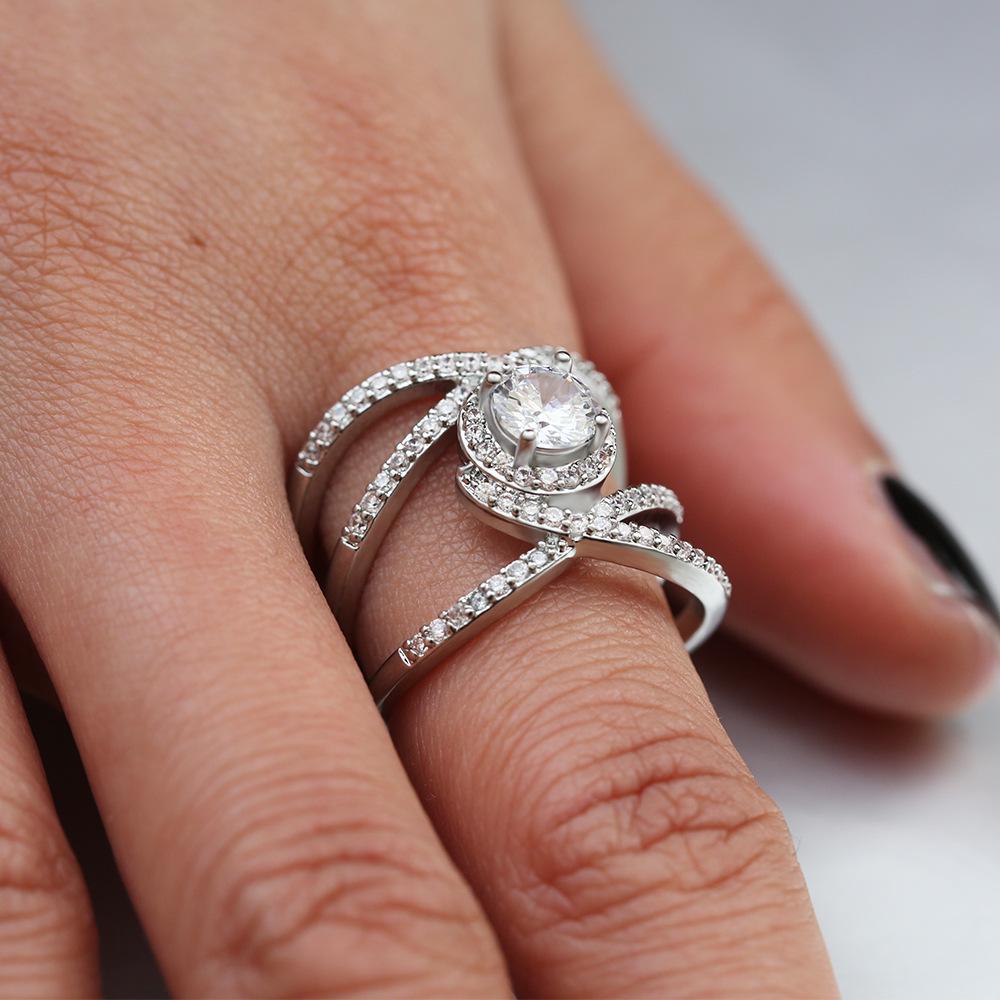 Accessories, Creative Cross Zircon Ring, Fashion Ladies Engagement Ring