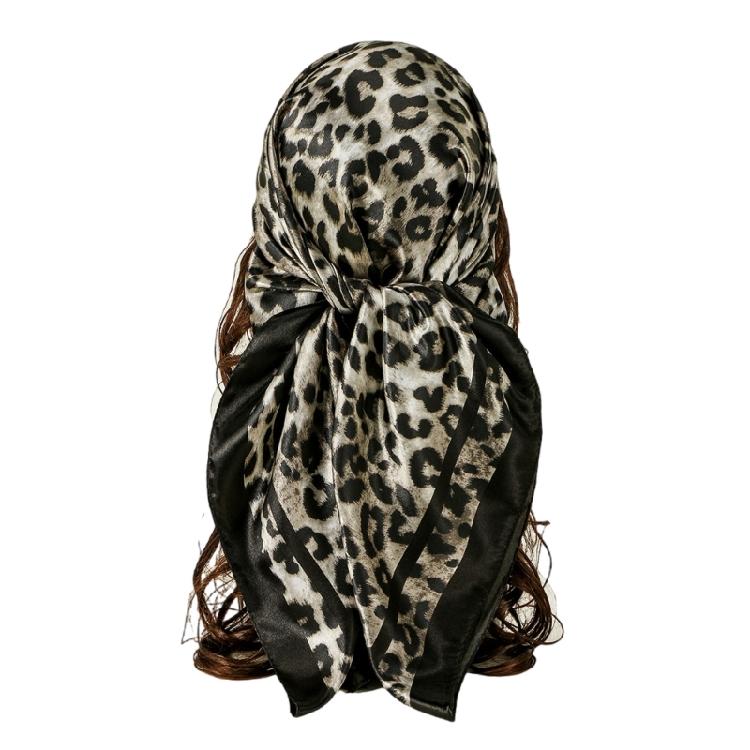 Lightweight Sun Resistant Neckerchief Polyester Headwear Scarf Feature Bold Leopard Print Design 90cm Kerchief
