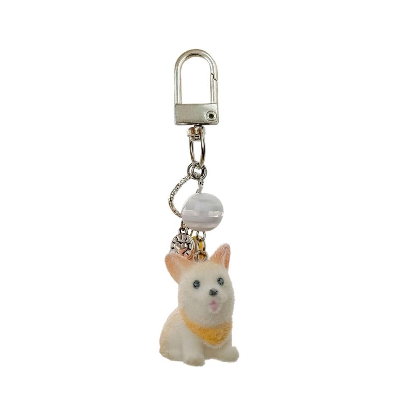 

Flocking Shiba Inu Keychain Soft Plush Detail Dog Charm Phone Chain Lightweight Decoration Accessory For Pet Lovers