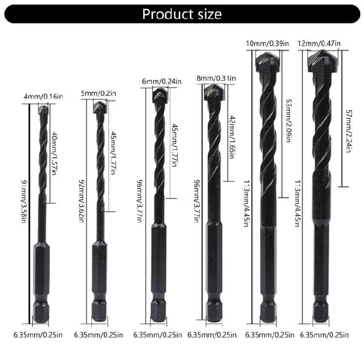 10Pcs Multifunctional Hexagonal Drill Bits Ceramic Wall Tile Glass Punching Hole Working Drilling Bits Accessories