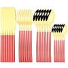 24 Pcs Black Tableware Stainless Steel Cutlery Set Forks Knives Spoons Kitchen Dinner Set Fork Spoon Knife Gold Dinnerware Set