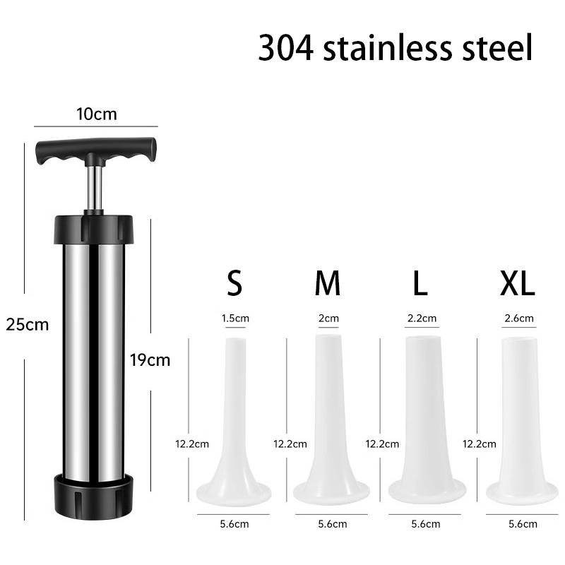 Manual Sausage Maker Meat Filler Stuffer  Stainless Steel Syringe With Casing Kitchen Home Made Sausages Vertical