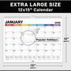Dunwell 12x15 Wall Calendar 2026 (Colorful), Use Jan to Dec 2026, Large Lined 12 x 15 Monthly Calendar, Professional Styling for Home or Office,