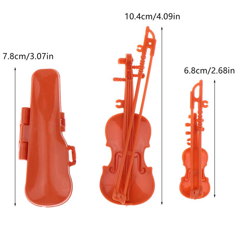 

1Set Dollhouse Vintage Miniature Violin Set Dollhouse Instrument Decoration Micro Scene Photo Props Kid Pretend Play Toys