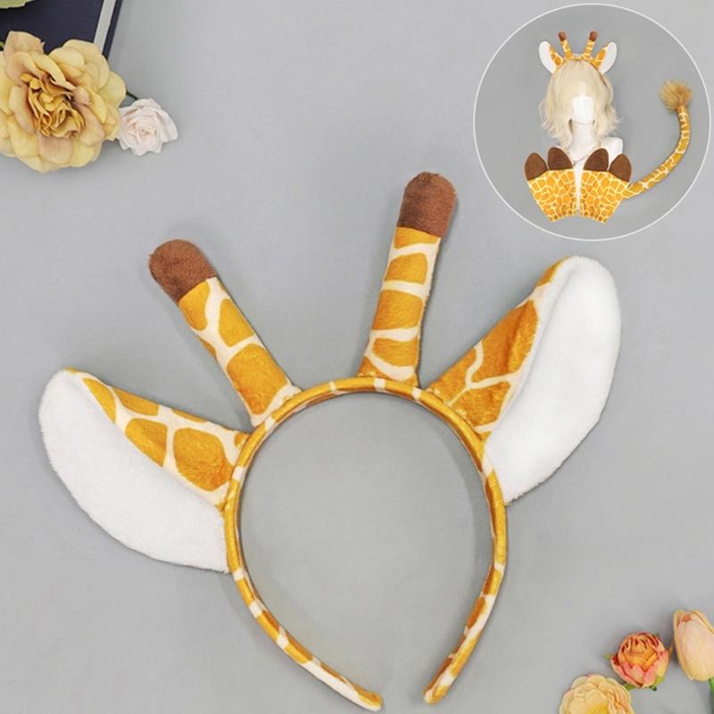 Realistic Giraffe Ears Hooves and Tail Plush Costume Set for Children Role Play Parties and School Event