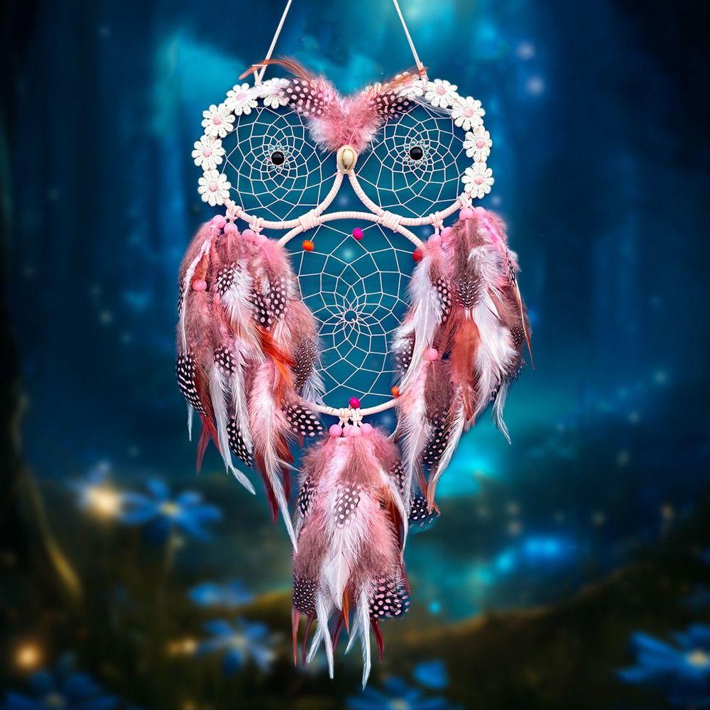 Handmade Owl Dream Catcher Net Creative Wall Hanging Pendant Craft Smart Bird Dreamcatcher Window