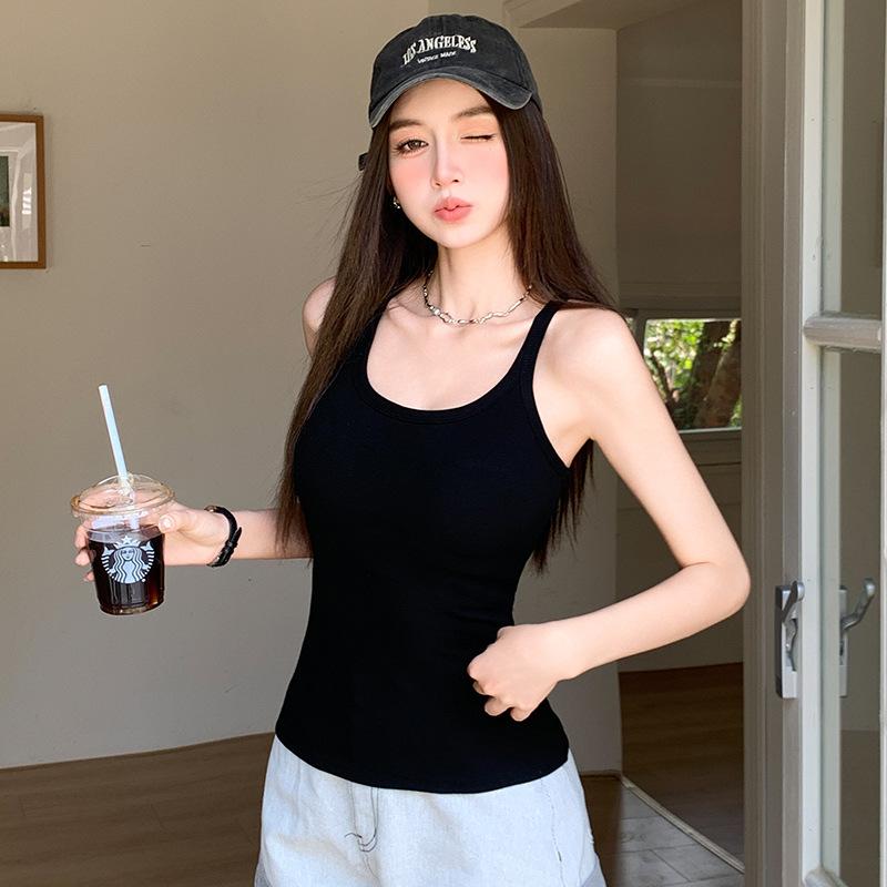 

Sling vest women s summer babes sexy slim-fitting versatile tie chest pad with backless sleeveless top S is suitable for 80-47.5 kg чёрный