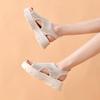 European and American knitted elastic band platform sandals women's 2024 summer new foot cover and one pedal fish mouth sandals