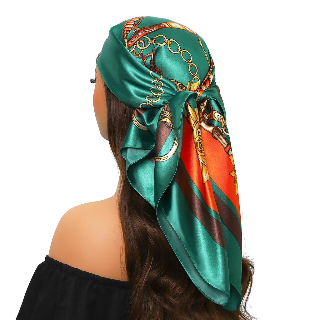 90*90cm Silk Scarf Scarftop Headwraps For Woman Fashion Four Seasons Hair Accessories Hijab Foulard Bandana Femme Headscarf