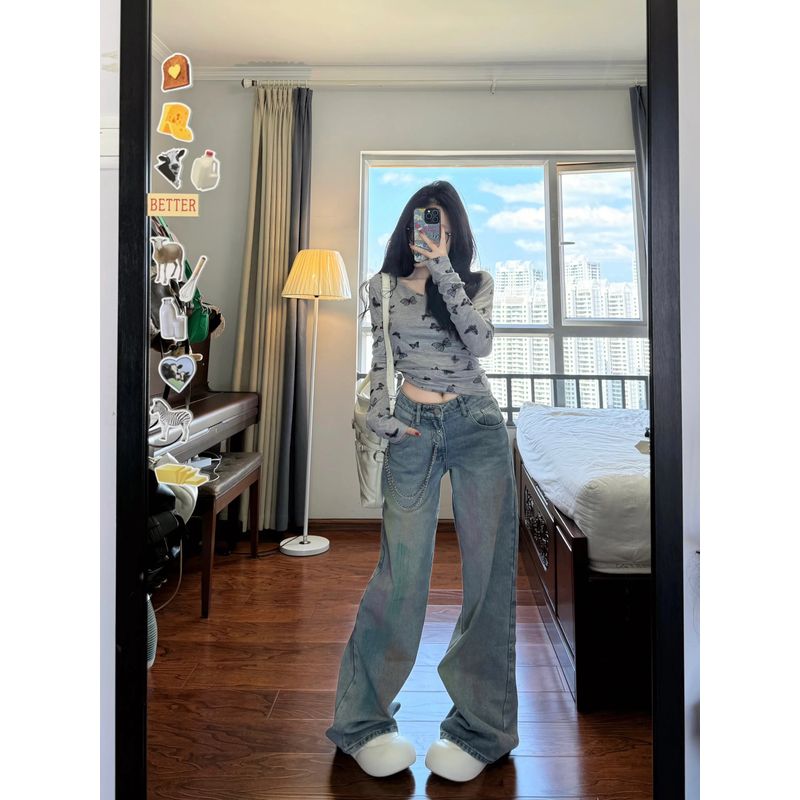 

Butterfly Print Summer Thin round Neck Long Sleeves T-Shirt Grey S Suggested 37.50 kg-45.00 kg