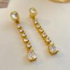 Retro European & American Zircon Long Earrings | Silver Needle 925 | Exaggerated, Simple, High-End Temperament for Women