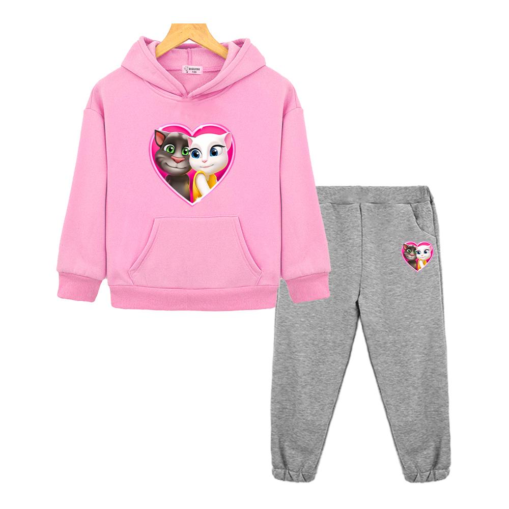 2 pièces pull+Pant Pantalon Chat Tom qui parle Sweat à capuche Sweat à manches longues polaire Veste garçons filles Ensembles de sport à capuche vêtements boutique enfants Noël