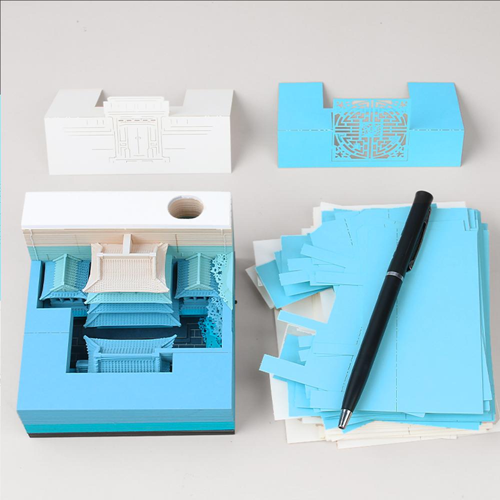 Original Design Office Decoration Gift Paper Sculpture Building Model Zhang Mansion Decompression 3D Memo Pad
