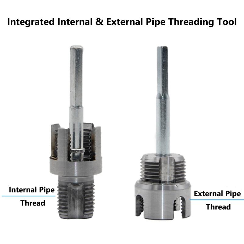 1/2'' 3/4'' Water Pipe Thread Opener Internal External Integrated Water Pipe Wire Opener For Electric Drill