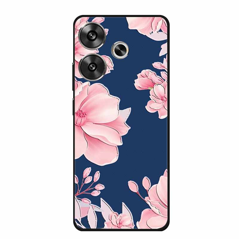 3D Embossed Case For Xiaomi Poco M6 4G Phone Case M 6 Plus Flowers Silicone Soft Coque For Xiaomi Redmi 13 13x Back Cover Case