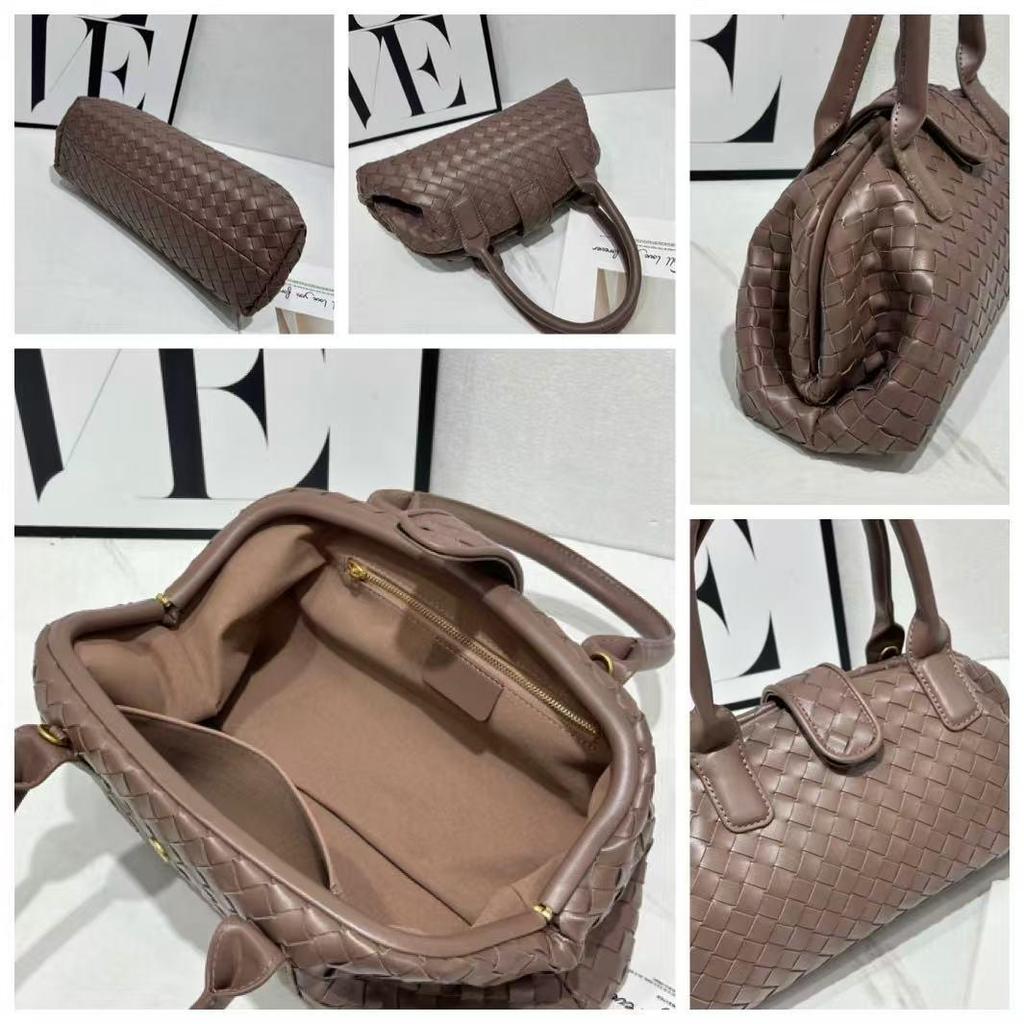 Genuine Leather Women's Crossbody Handwoven Boston Bag