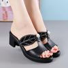 Fashion GKTINOO Women Slipper's 2025 Ladies Summer Slippers Shoes Women High Heels Fashion Rhinestone Summer Shoes Genuine Leather