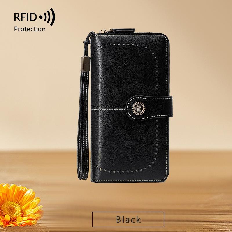1Pc High Quality Women Wallet RFID Anti-theft Leather Wallets for Woman Long Zipper Large Ladies Clutch Bag Female Purse Card Holder