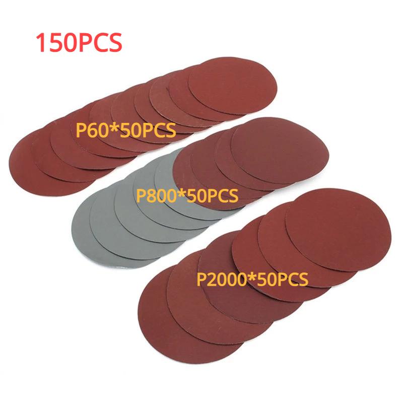 30pcs/Set 5Inch 125mm Round Hook and Loop Sandpaper Woodworking Metal Grinding Disc Abrasive Polishing Tool For Polishing