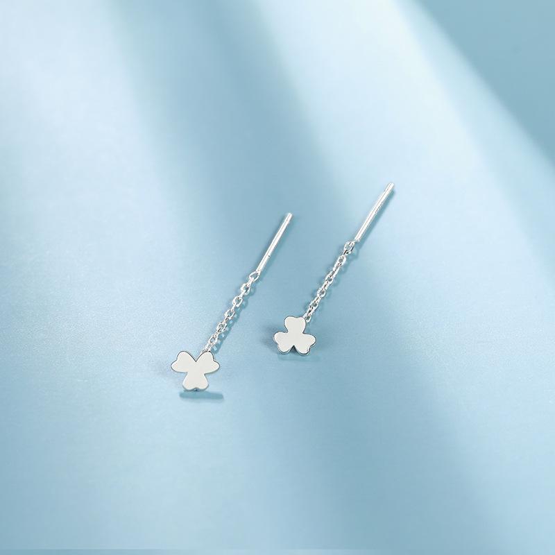 Clover Earline Women's Ins Temperament Long Earrings Simple and Small Flower Earrings