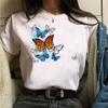 Women Tshirt Watercolor Butterfly Print Tshirt Summer Female Tops Casual Short Sleeve T-Shirts Harajuku Graphic Tee Cute T-Shirt