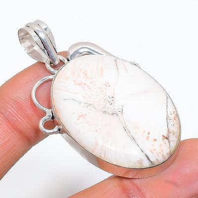 Natural Orange Scolecite Handmade 925 Sterling Silver Pendant 1.97" N4f58