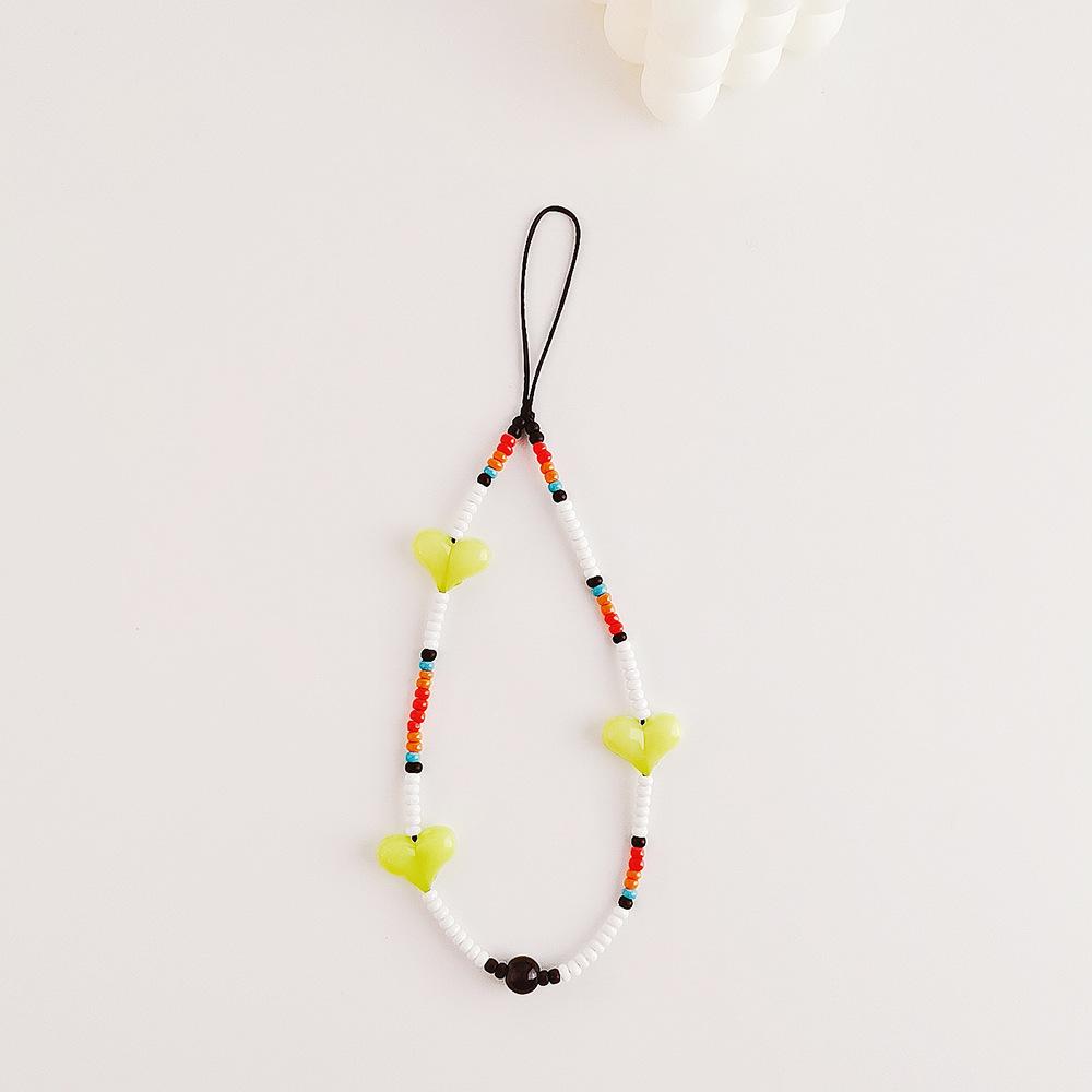 INS wind rice bead chain acrylic love anti-lost hand carry fashion chain short mobile phone chain