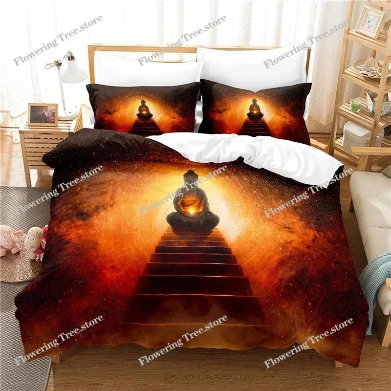 Buddha-Statue-Bettwäscheset Bettbezug-Set 3D-Bettwäsche Digitaldruck Bettwäsche Queen King Full Size Bettwäscheset Modedesign