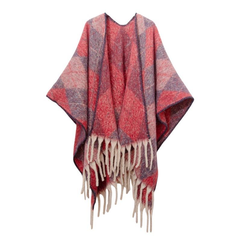 Popular shawl 2026 new European and American autumn and winter circle yarn imitation mohair thickened jacquard shawl 165x125+10cm