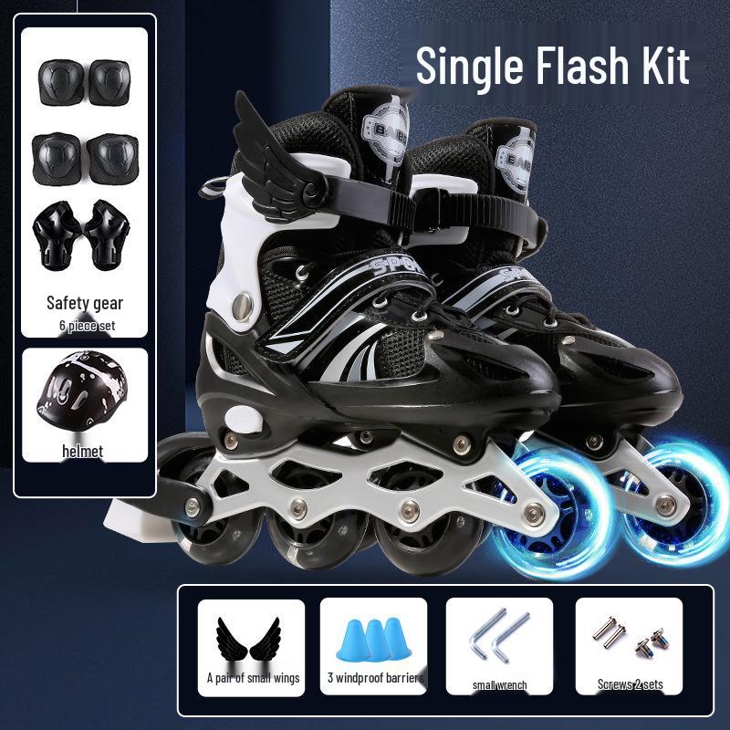 Verstellbare Flash Inline-Rollschuhe für Kinder – Komplettes Set